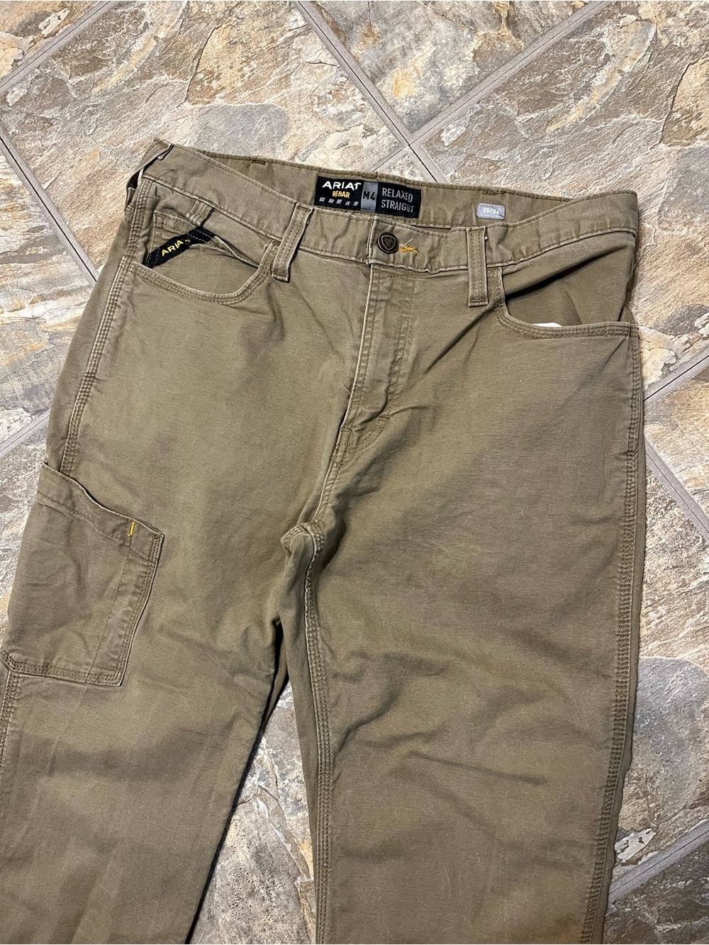 Ariat Rebar M4 Relaxed Straight Work Pants Mens 35x32 Brown Stretch Utility - Picture 2 of 10